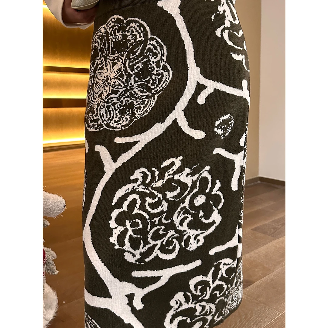 AME  翠虬盛唐裙    织物之美波普大丽花延展精织半裙ZD12BMHJ401