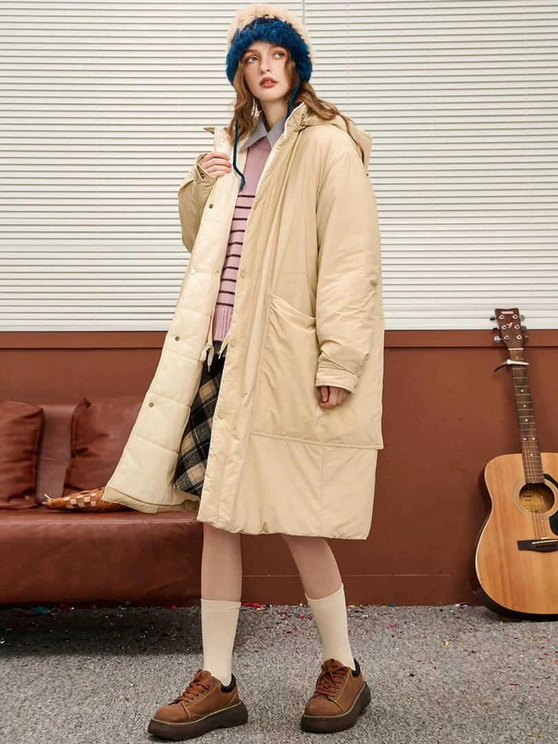 AEI4B2243 时尚休闲连帽宽松加厚保暖韩版冬季百搭户外女款外套