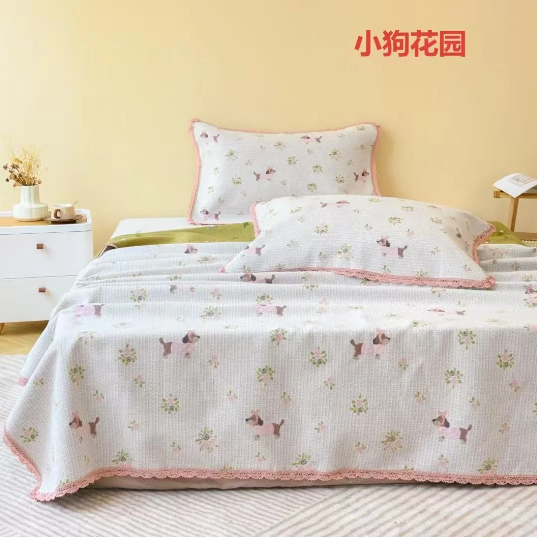 【小狗花园】200/230全棉4层水洗棉纱布毯四季床盖