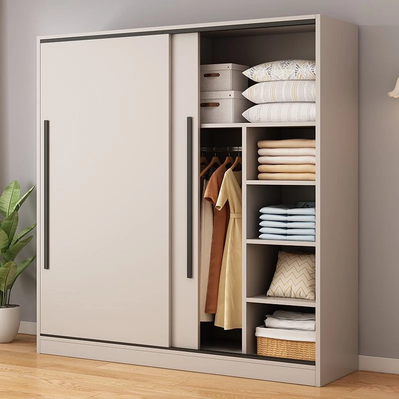 实木衣柜家用卧室推拉门儿童衣橱出租房简易储物柜小户型收纳柜子