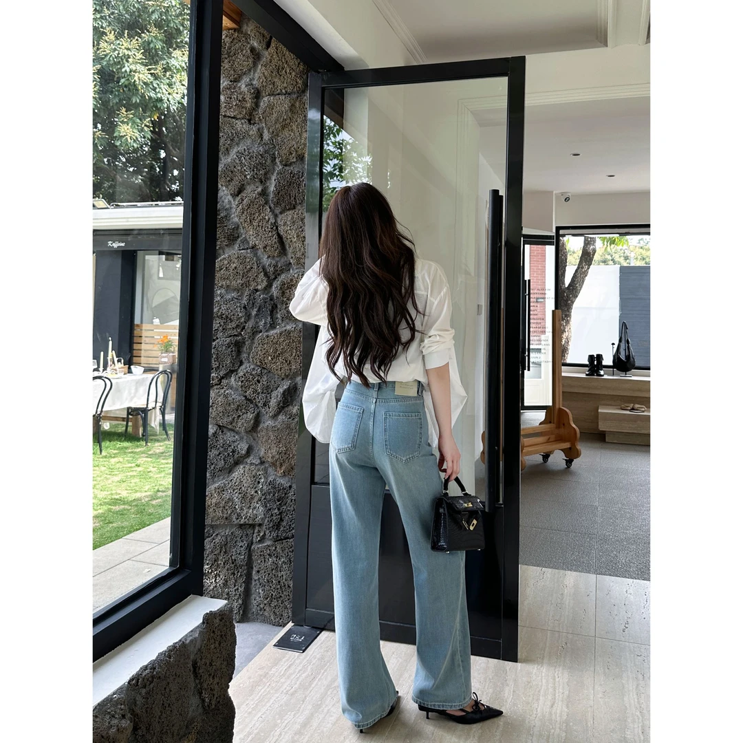 阔腿牛仔裤女款爆款2025新款复古显瘦宽松直筒垂感小众女装裤子