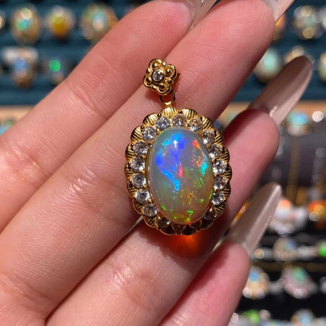 欧泊银S925镶嵌吊坠