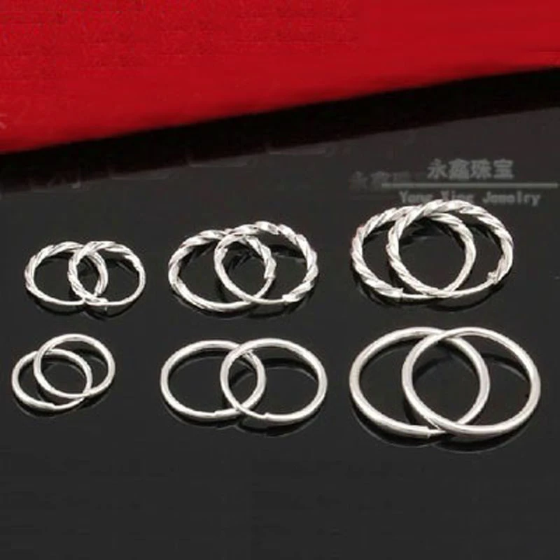 足银耳饰 999纯银耳环足银女迷你光面耳骨环mini麻花耳圈高级饰品