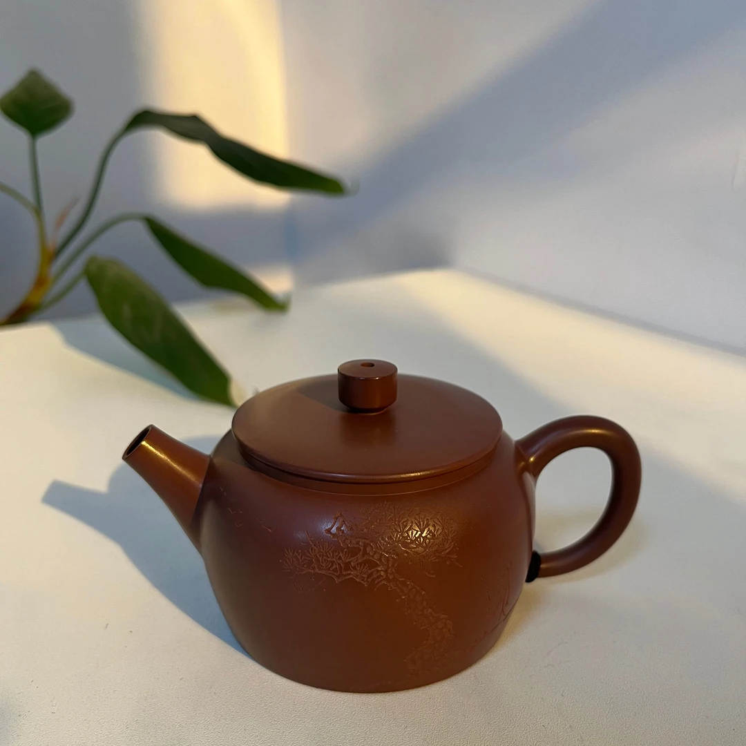 雕刻薄坯高运壶坭兴陶全手工