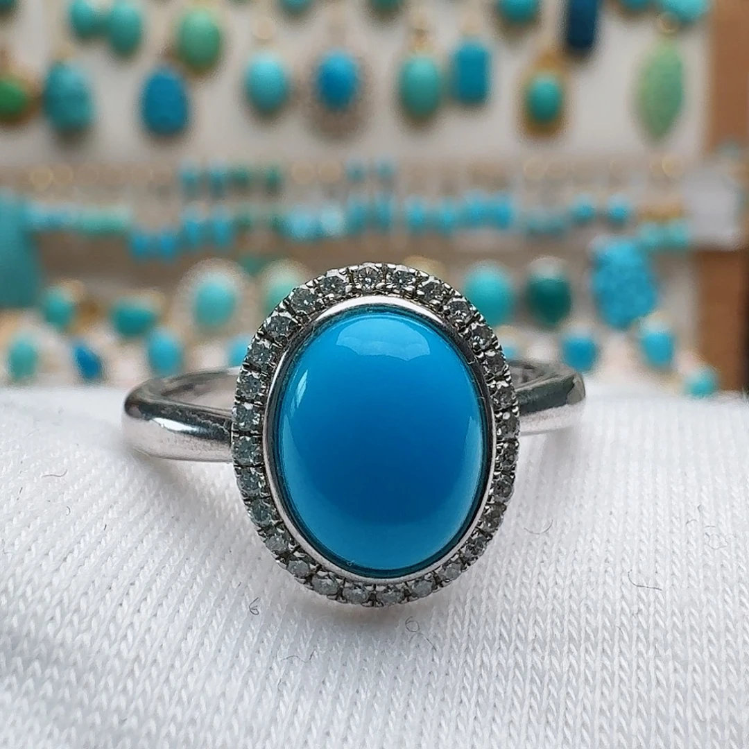 绿松石银S925镶嵌戒指