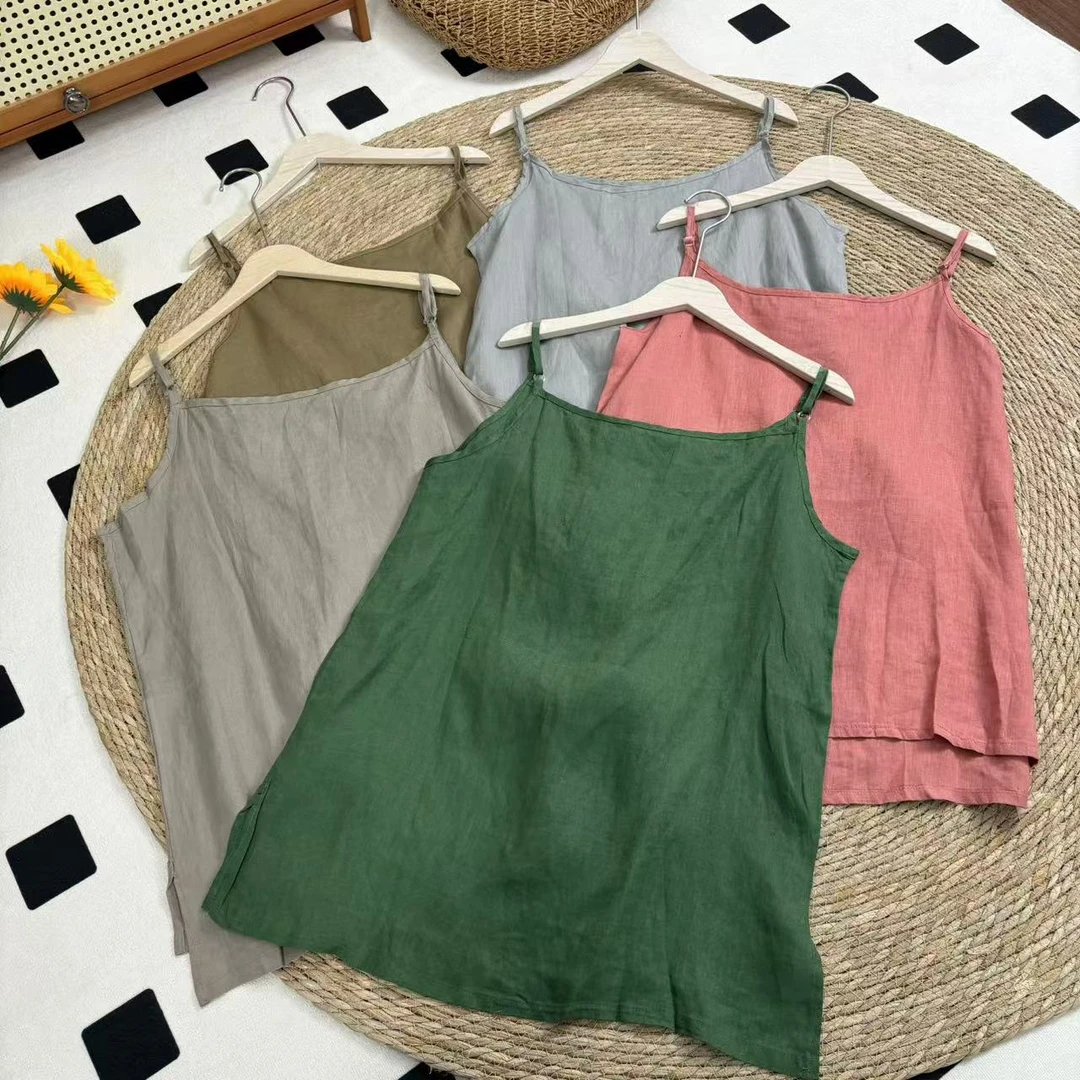 夏季可调节肩带百搭随性麻吊带