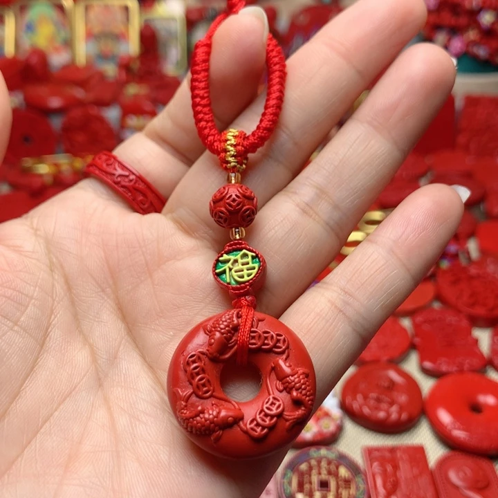 天然辰砂工艺品朱砂钥匙扣