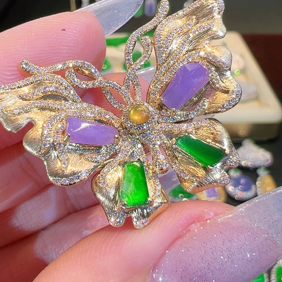 翡翠戒指18K金镶嵌设计款