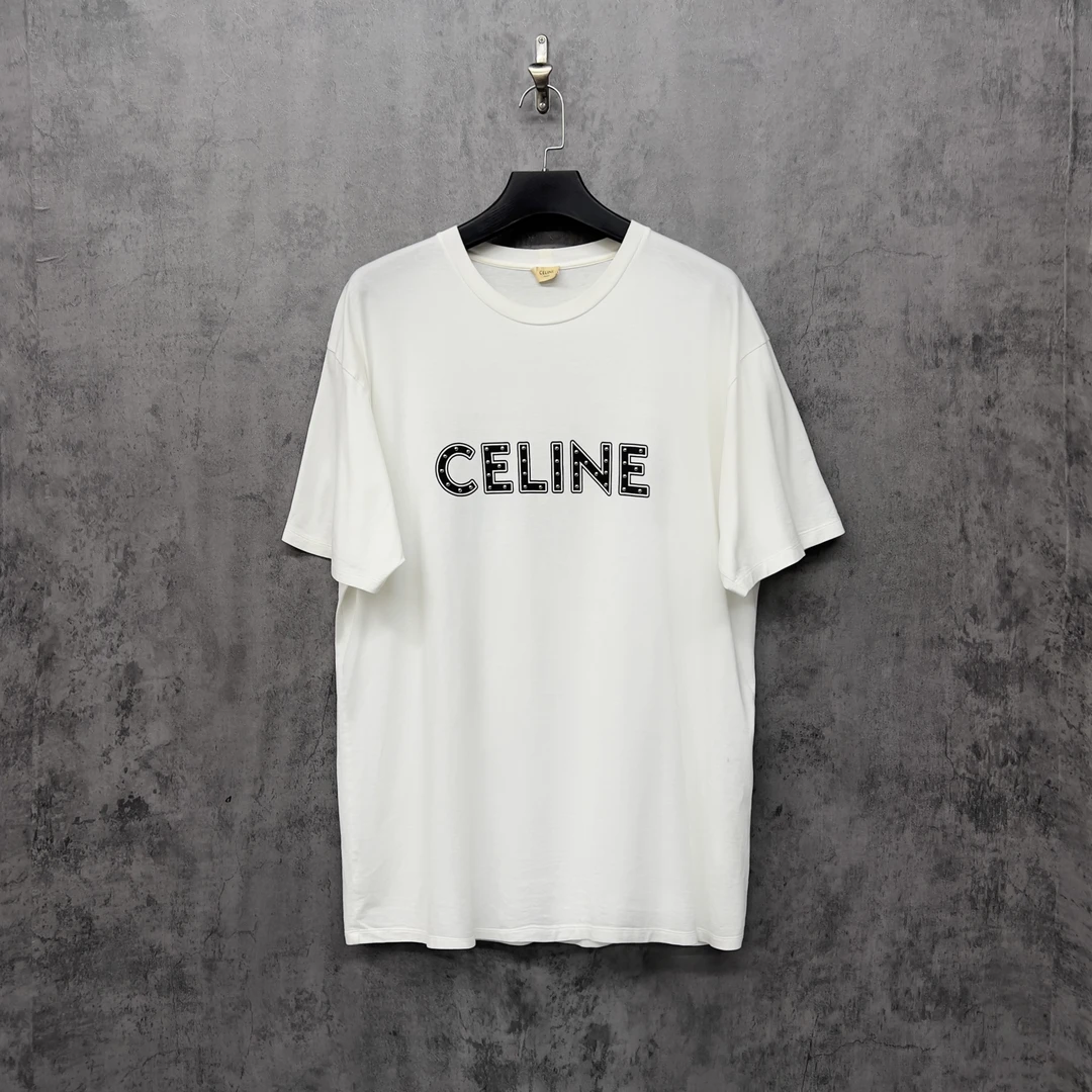 99新 Celine/思琳 铆钉Logo休闲短袖/ZK894/XXL稀少大码/宽松