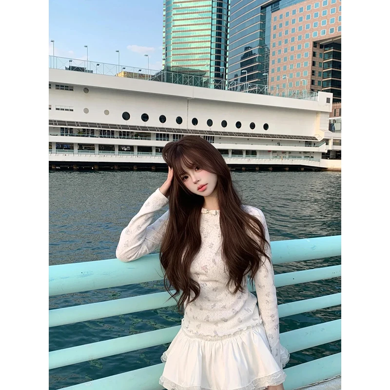 2025秋季新款纯欲风甜美独特超好看长袖打底衫女辣妹高腰半身裙