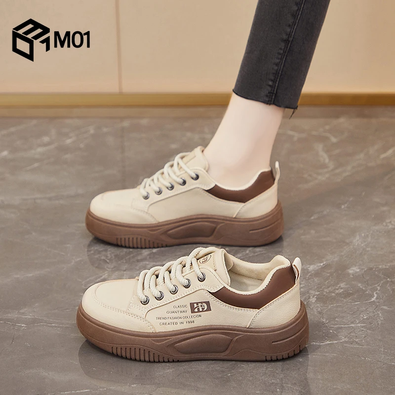 M01厚底小白鞋女秋季新款爆款覆古运动鞋子轻便软底百搭休闲板鞋