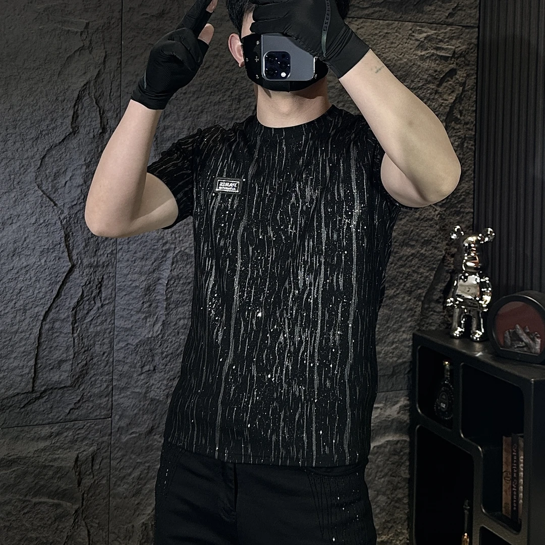 【威登定制】男士帅气网红个性弹力时尚休闲半袖圆领薄款百搭潮流