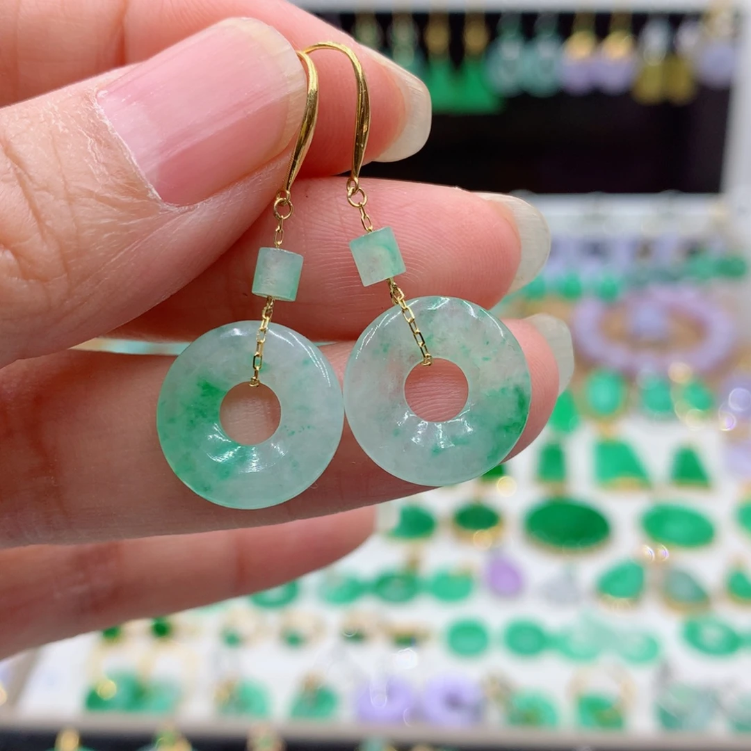 翡翠18K金镶嵌耳饰