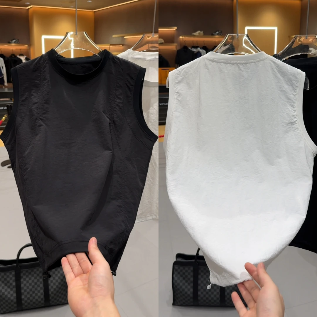 凉爽简约男士极简帅气背心免烫雅痞休闲运动圆领短袖轻薄透气T恤