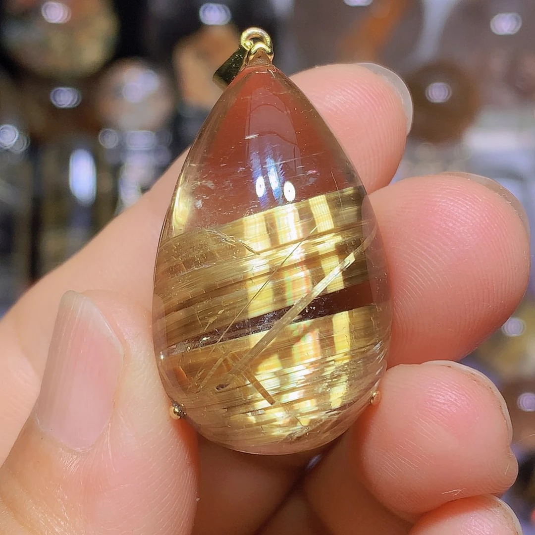银S925镀金镶嵌吊坠(赠链)水晶