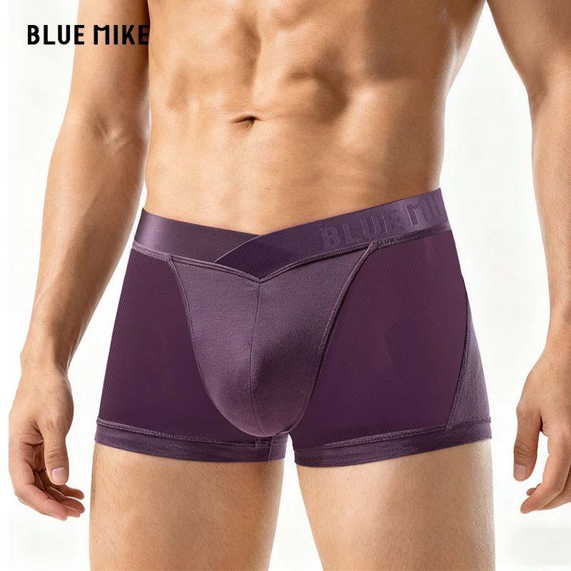 【蓝内V腰新品】午夜暗涌80s莫代尔网纱切割钻石流光男士三角内裤