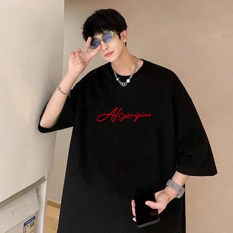 潮牌纯棉短袖t恤男装青少年帅气夏季2025新款初高中生半袖上衣ins