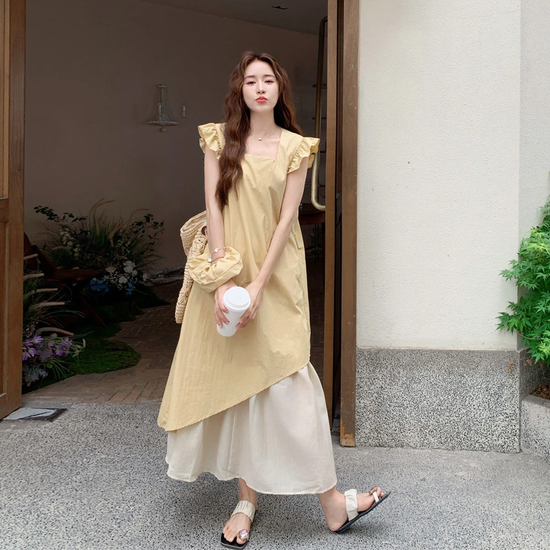 不规则法式设计感连衣裙2025夏季新款可盐可甜韩系温柔风显瘦裙子