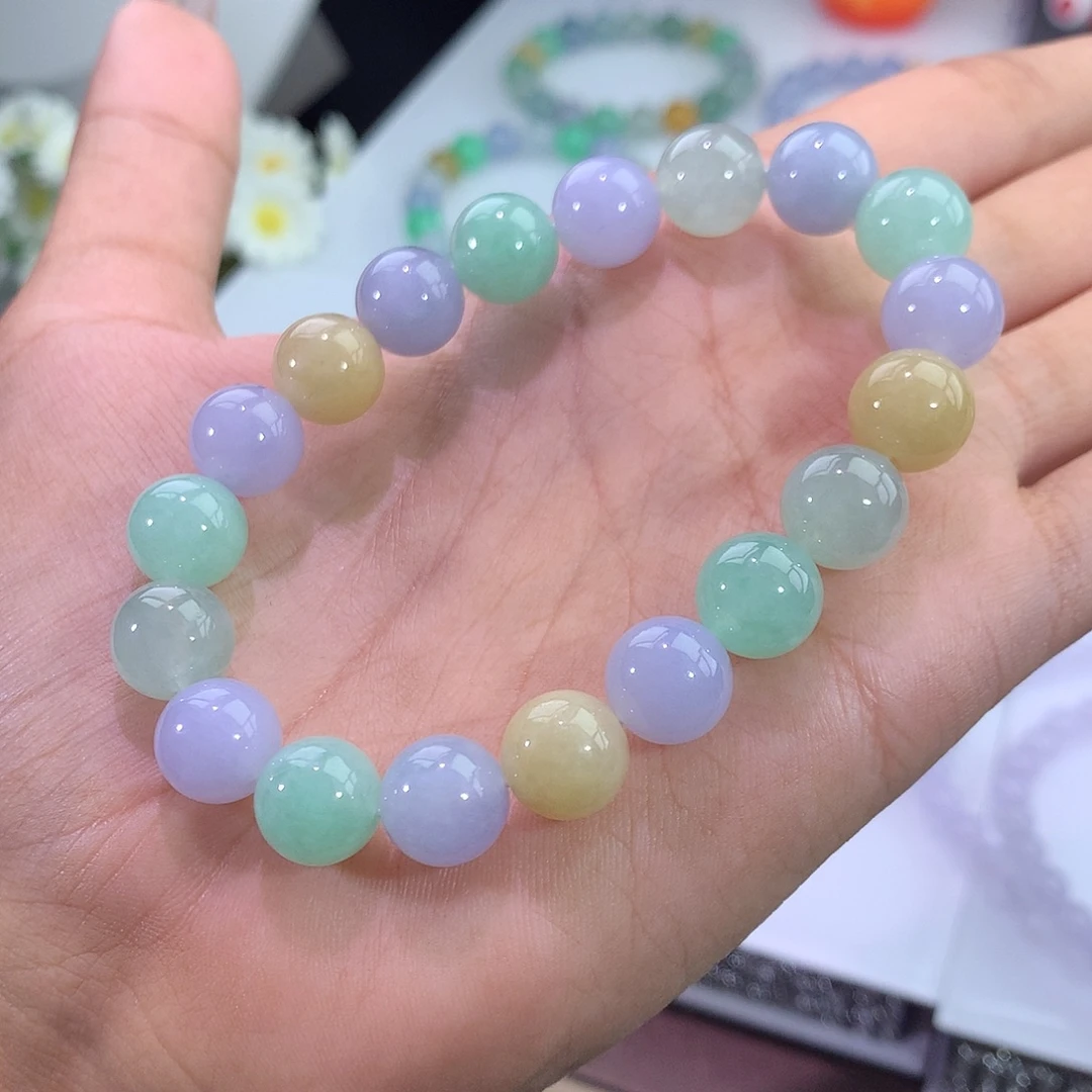 翡翠未镶嵌手链多宝手串