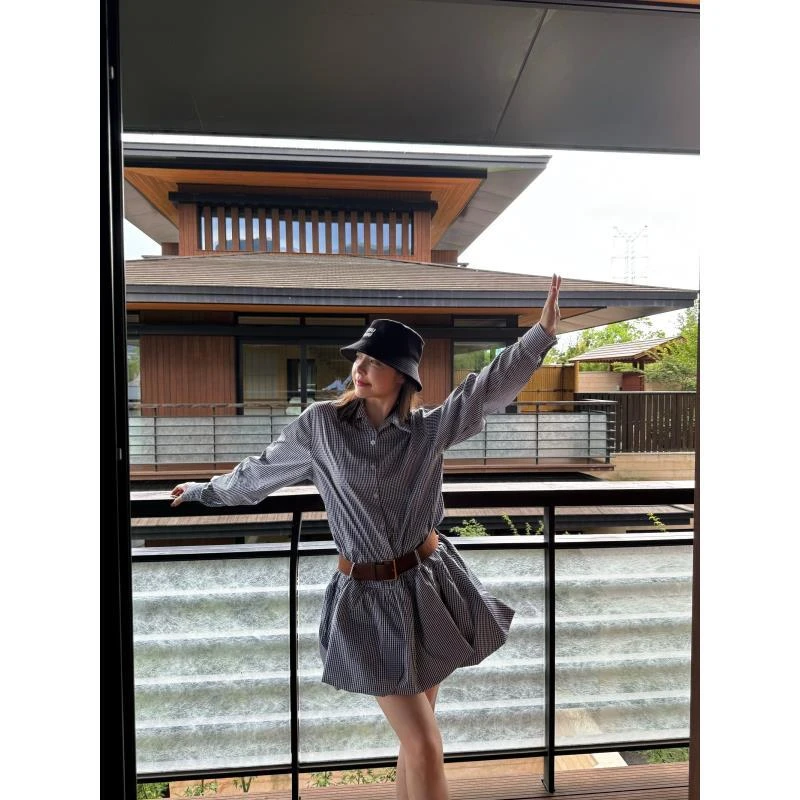 BETTER JOELAY -【黑白格假日】全棉潮流宽松衬衫外套简约WL1171