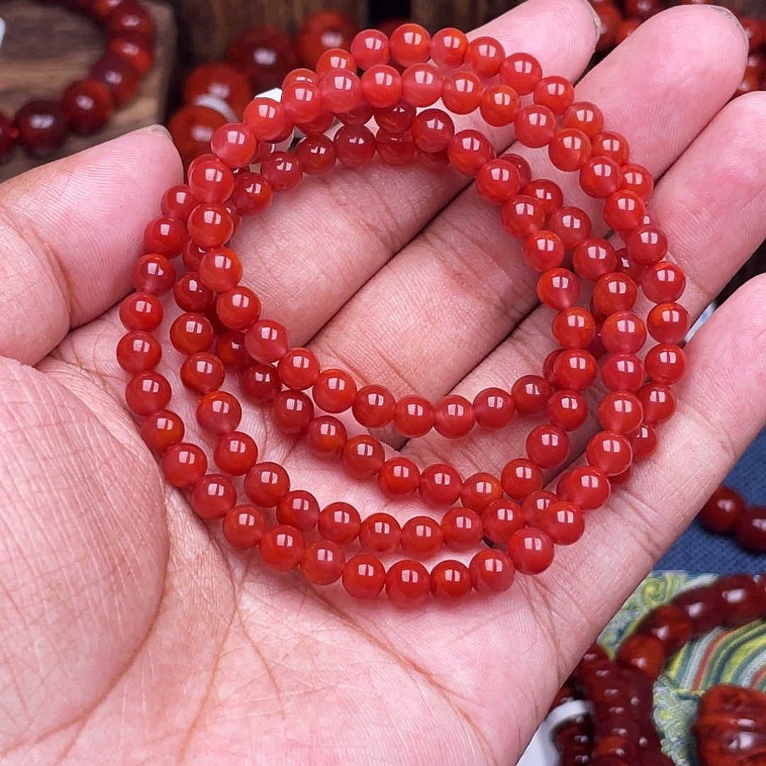 南红玛瑙未镶嵌手链南红瓦西卡5多圈