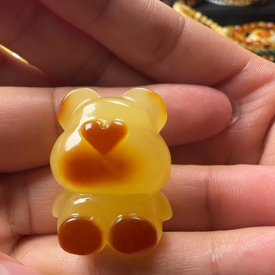 蜜蜡未镶嵌颈饰蜜蜡俏色小熊吊坠（7.17g）