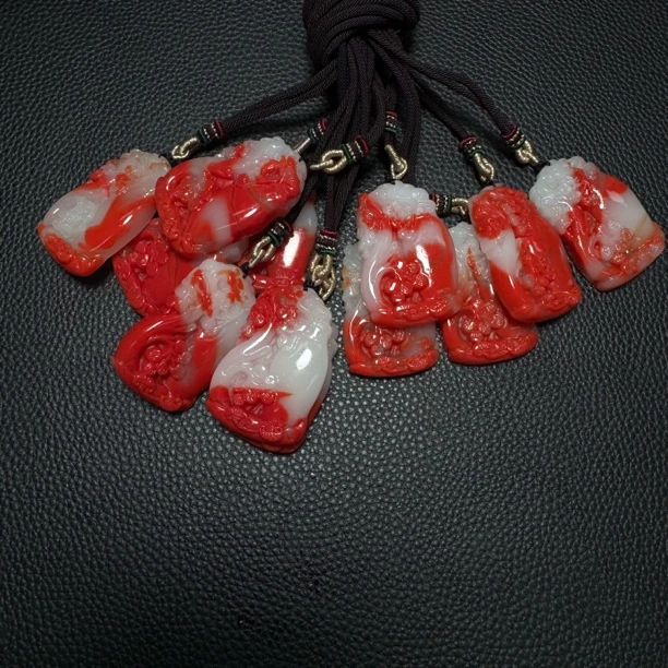 天然珠宝时尚百搭红  半山水花开富贵项链（多样性拍一发一）