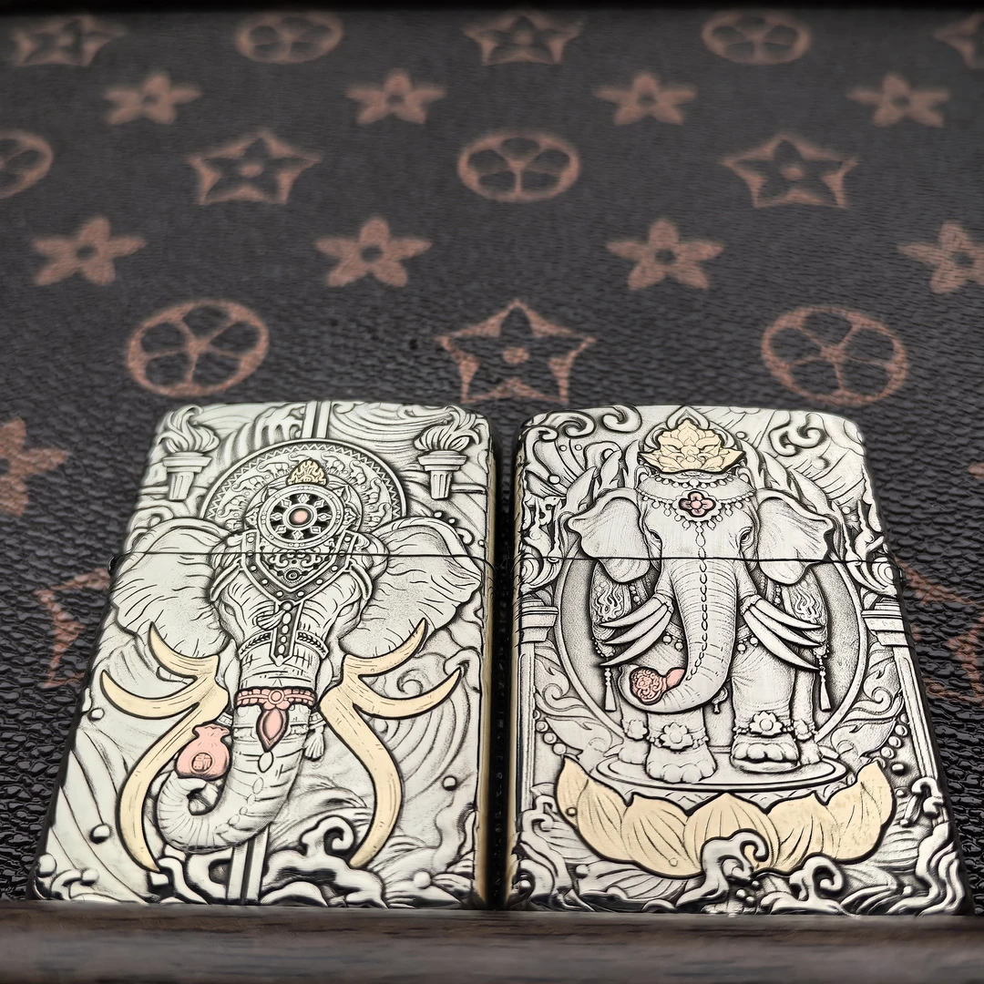 ZORRO2代902S盔甲(如意吉象)双面浮雕镶嵌打火机[云川工作室]