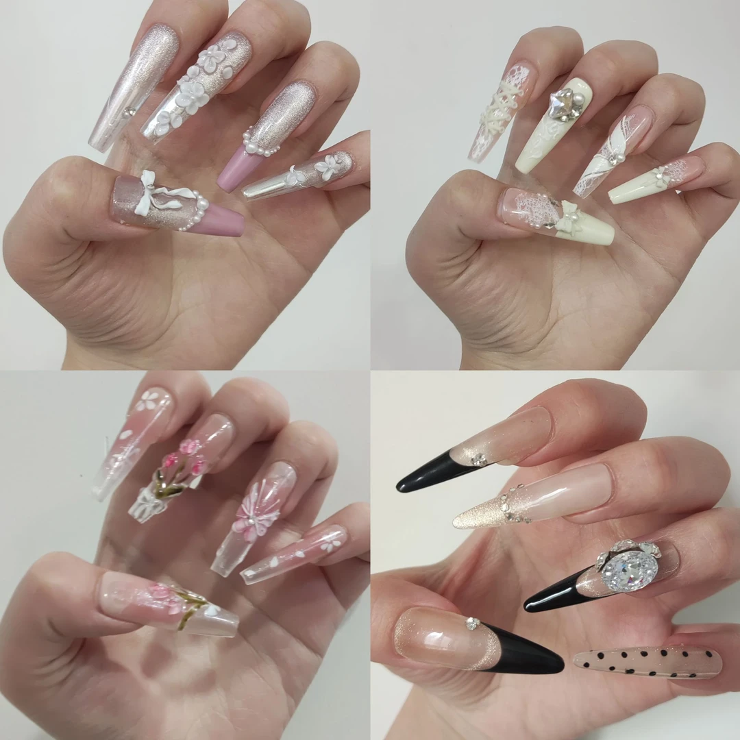 8【直播间链接】高货手绘手工穿戴甲天鹅A款手工穿戴甲纯手工穿戴甲