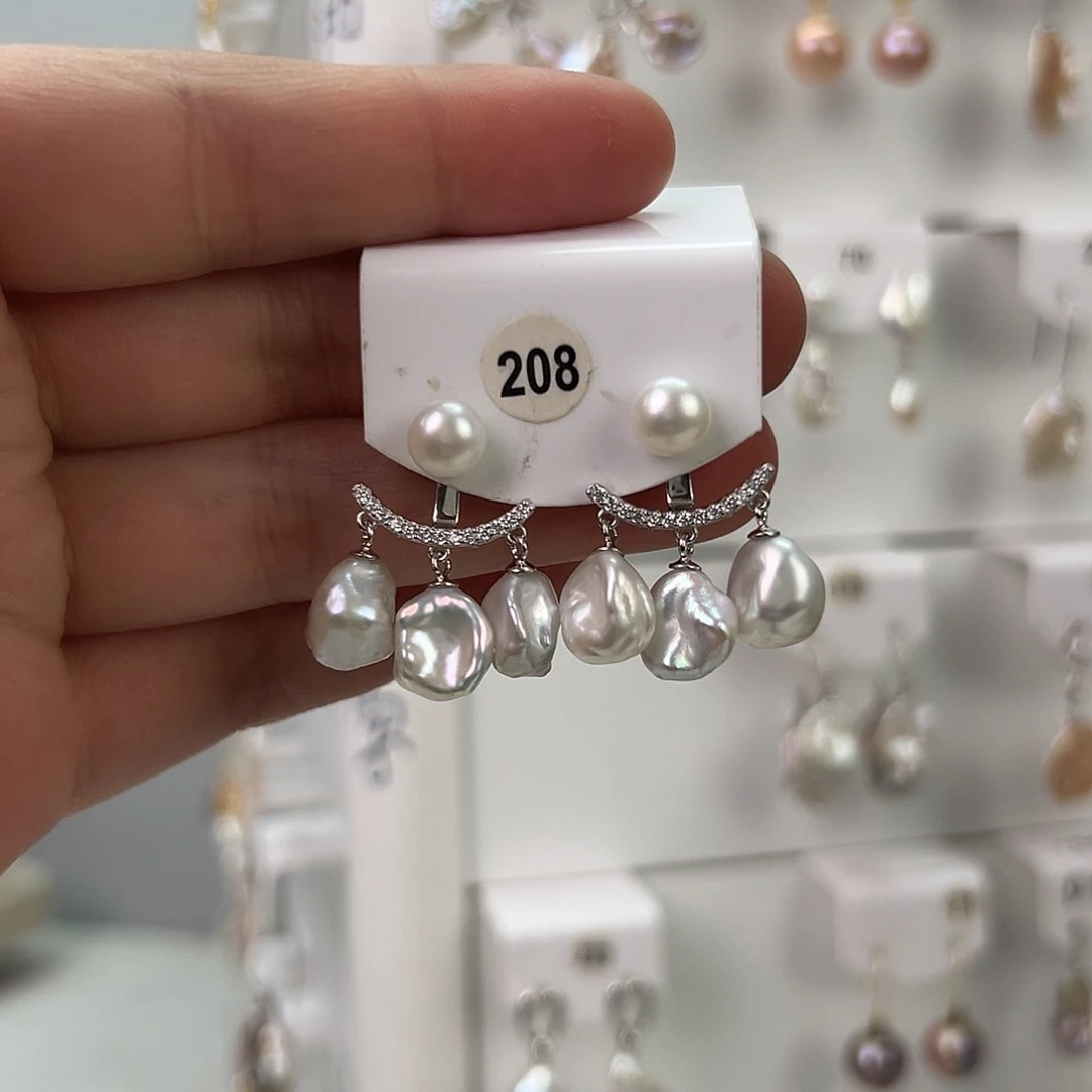 非金属巴洛克花瓣耳饰