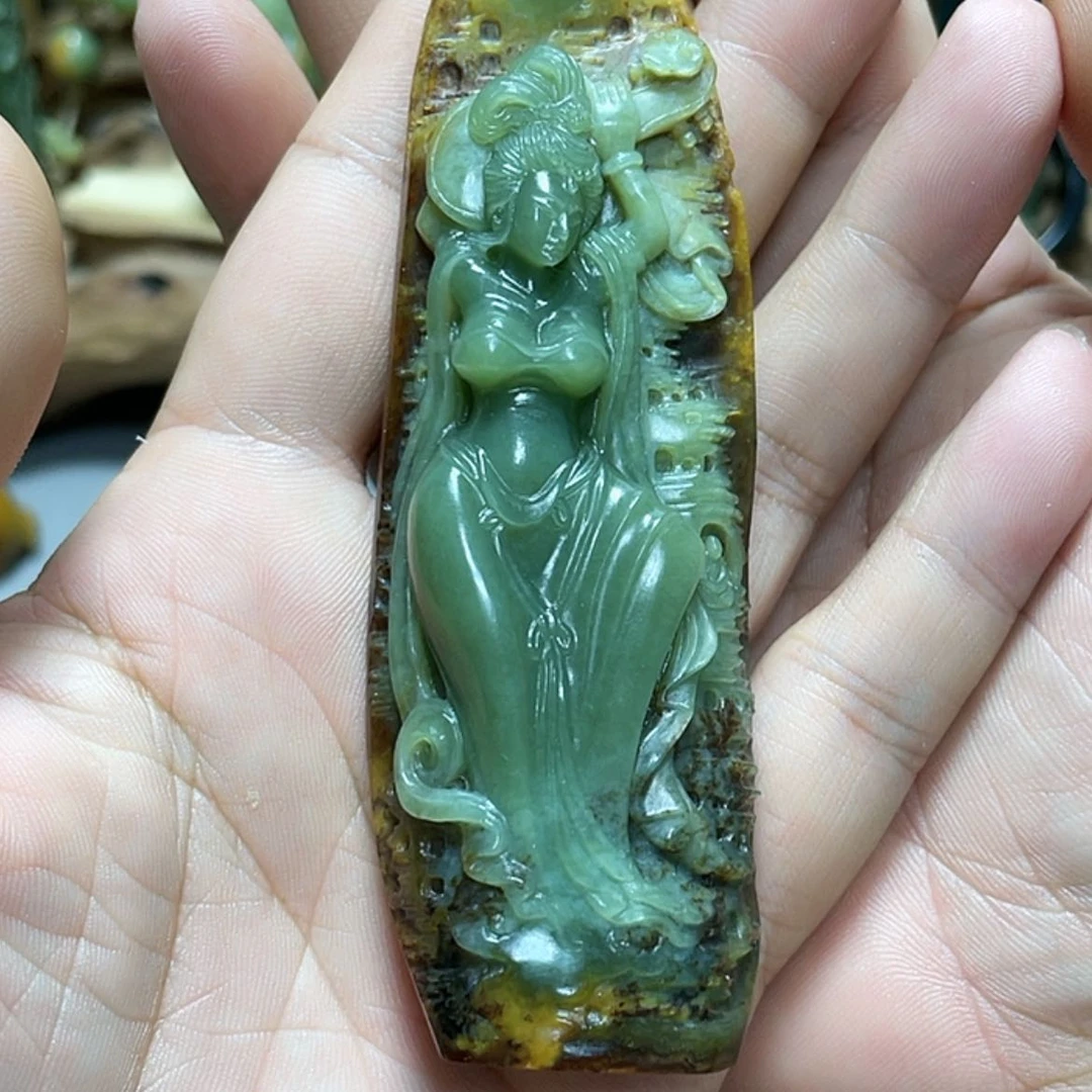 【闪购商品】未镶嵌岫岩河磨玉（透闪石质玉）挂件无*