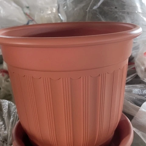 树脂树纹盆3号2个红➕托