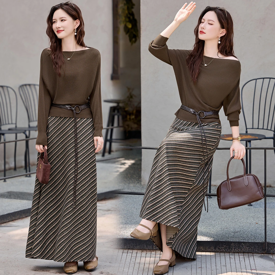 2025秋季时髦修身两件套配腰带炮姐穿搭推荐财阀千金女装财阀千金