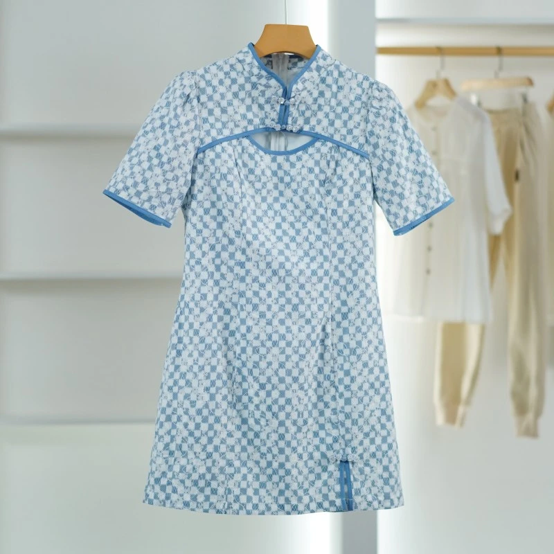 一路童行  谷系列 A036  新款夏款时尚格子连衣裙 222YLY206