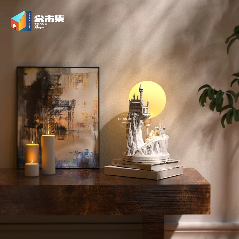 尘市集白月光石膏台灯卧室床头灯氛围香薰小夜灯结婚新婚生日礼物