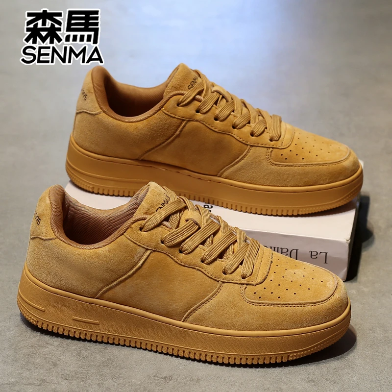 SENMA/森马磨纱皮滑板鞋男厚底空军一号情侣鞋百搭运动鞋男潮鞋