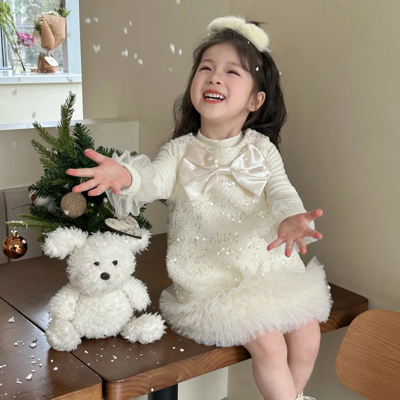 女童连衣裙秋冬款2025新款洋气儿童小香风套装小女孩秋装背心裙子