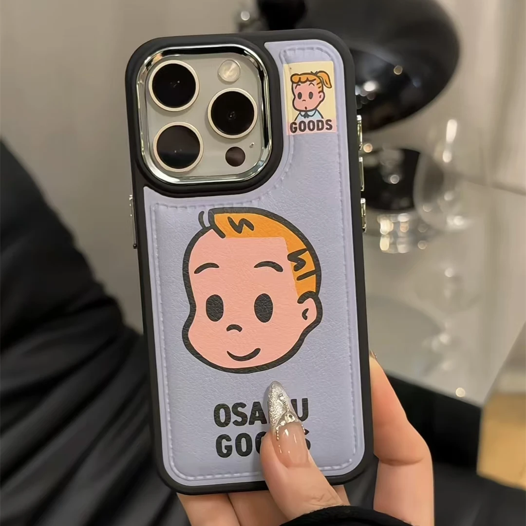 卡通田园治男孩适用苹果16/15promax华为PURA80/70电镀镜框手机壳