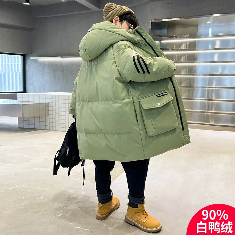 巴拉开门男童长款羽绒服新款加厚中大儿童洋气男孩冬季炸冬季女童