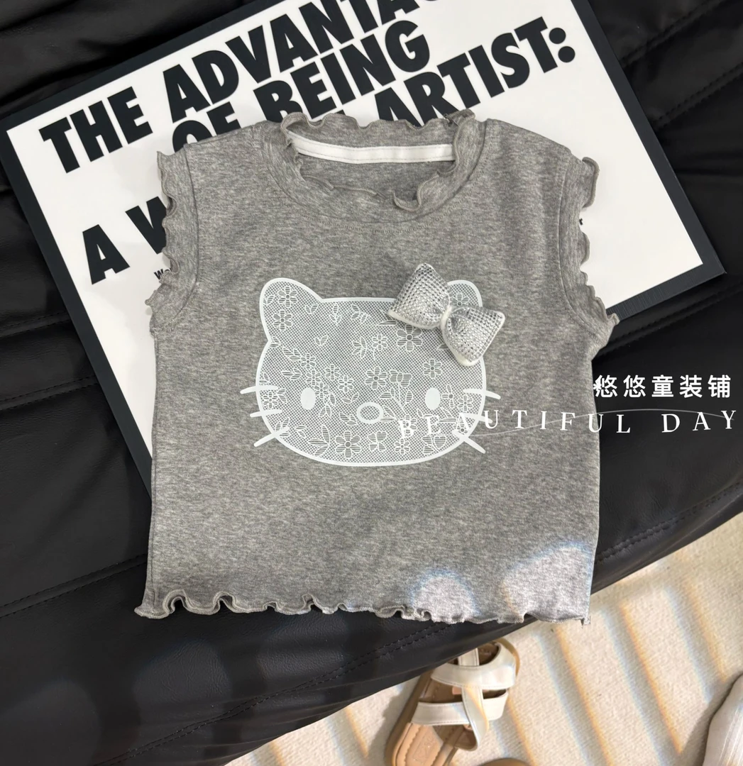 【亲子】女童木耳边小背心女宝可爱洋气夏天时尚百搭内搭吊带