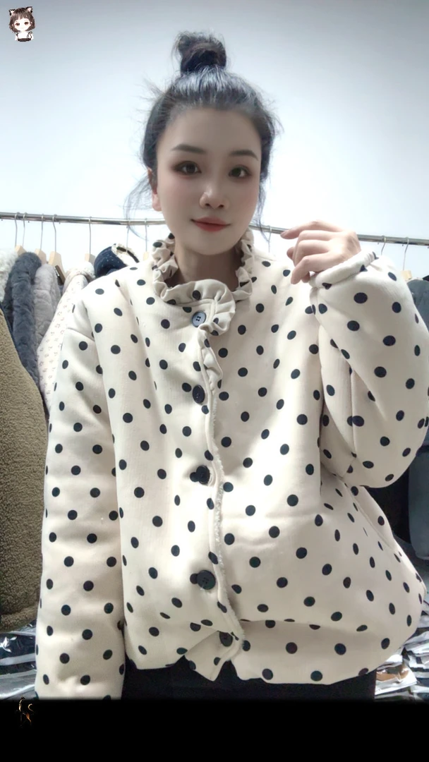 韩系风冬季三层加厚睡衣波点花苞款可外穿宽松家居服套装