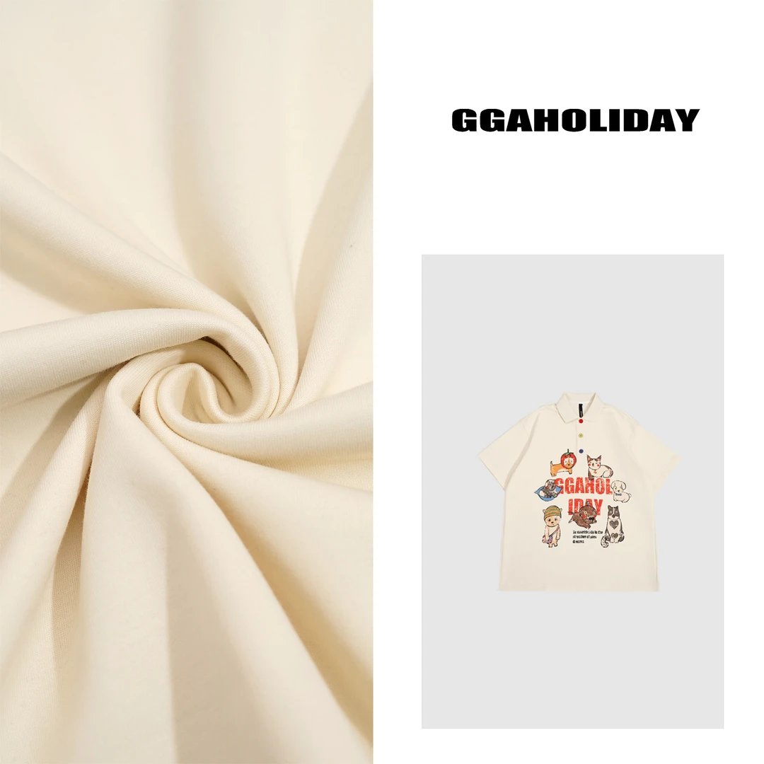 GGAHOLIDAY设计感美式休闲复古宽松百搭印花短袖POLO衫T恤-152391