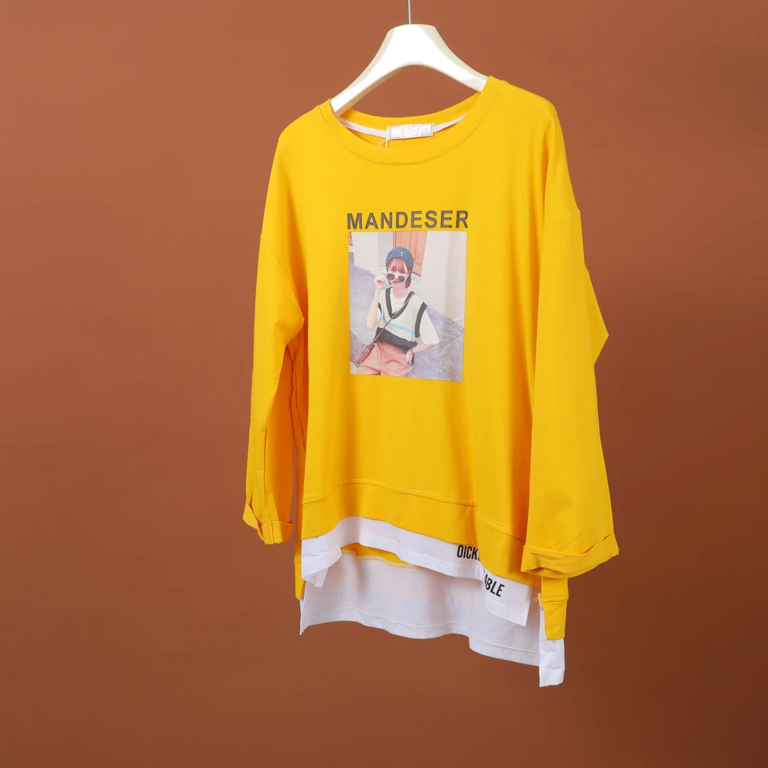 93206  轻潮字母！春秋女士舒适简约百搭宽松印花休闲长袖卫衣