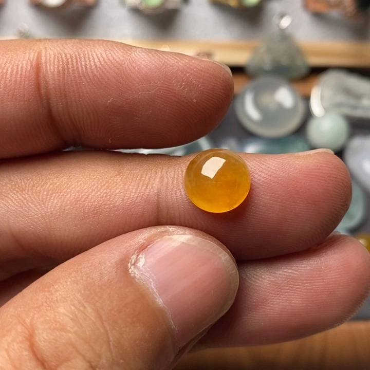裸石翡翠冰种黄翡戒面