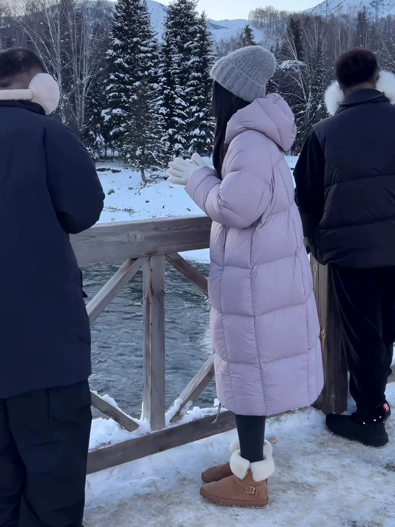 1韩版高级感加厚连帽95白鸭绒羽绒服新款时尚中长款羽绒服