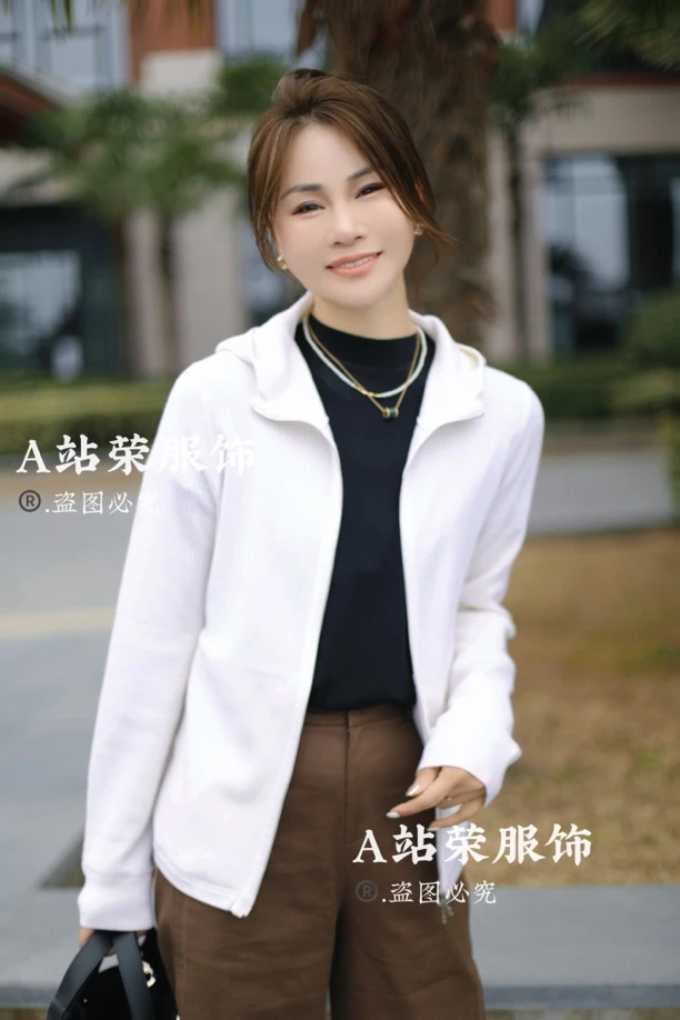 【荣姐精选】圆摆拉链连帽开衫