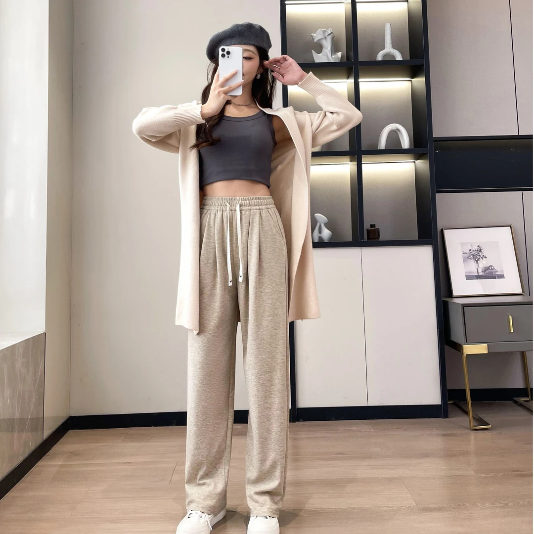 【福利清清】新款升级秋季糯米阔腿窄版高腰斜纹直筒裤