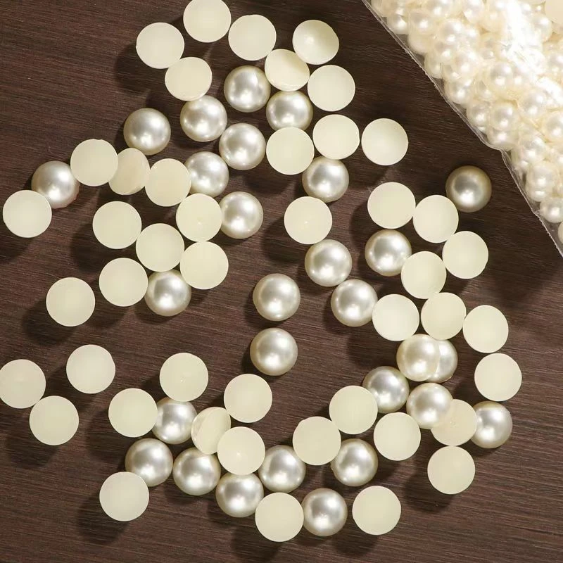 《海燕专属》6-14mm米白色半面珠仿珍珠贴片手工diy美甲手机壳蝴蝶