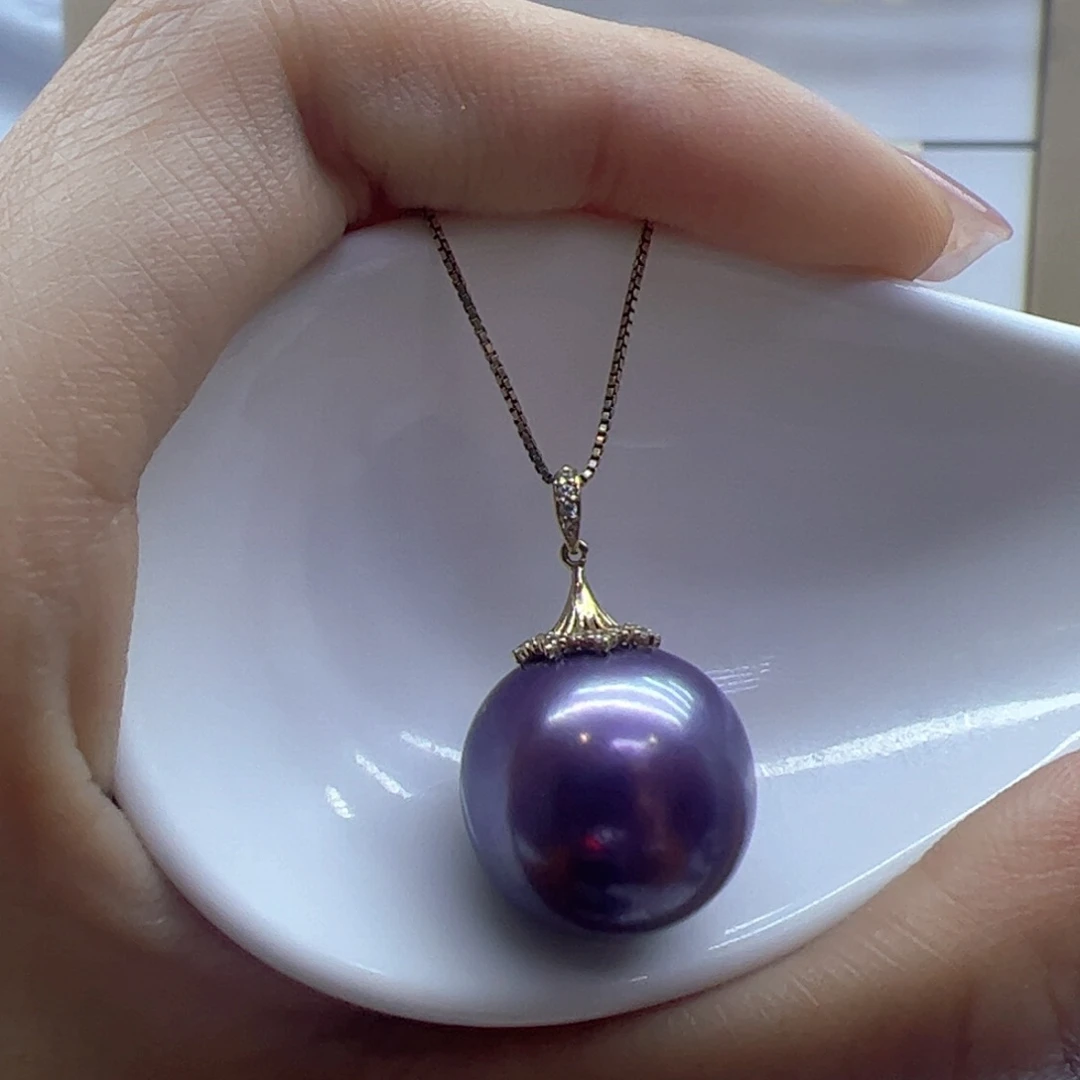 淡水珍珠吊坠(赠链)18K金镶嵌