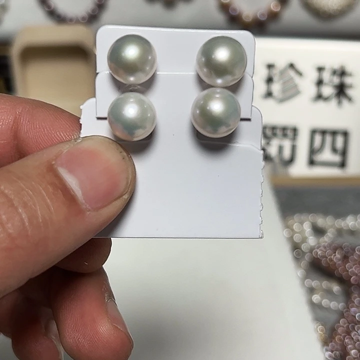 淡水珍珠耳饰银S925镶嵌